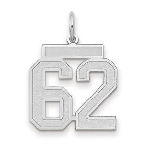 14k White Gold, Jersey Collection, Medium Number 62 Pendant